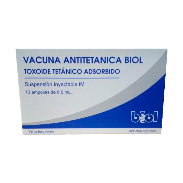 VACUNA ANTITETANICA BIOL - a.x 1 x 0.5ml c/jga.+ag. - Biol