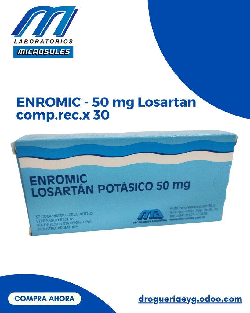 ENROMIC - 50 mg Losartan  comp.rec.x 30 - Microsules Arg.