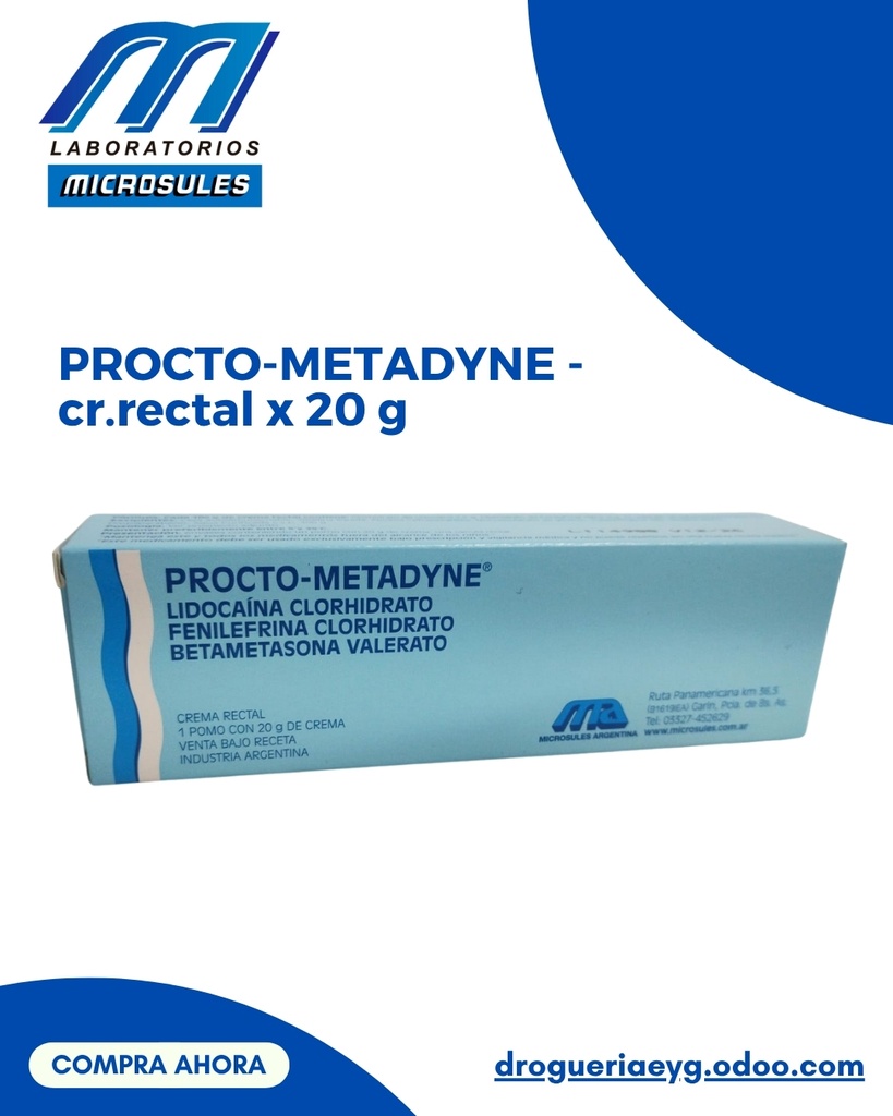 PROCTO-METADYNE - cr.rectal x 20 g - Microsules Arg.
