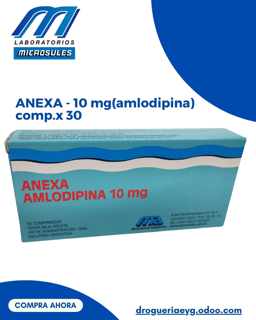 ANEXA - 10 mg(amlodipina) comp.x 30 - Microsules Arg.