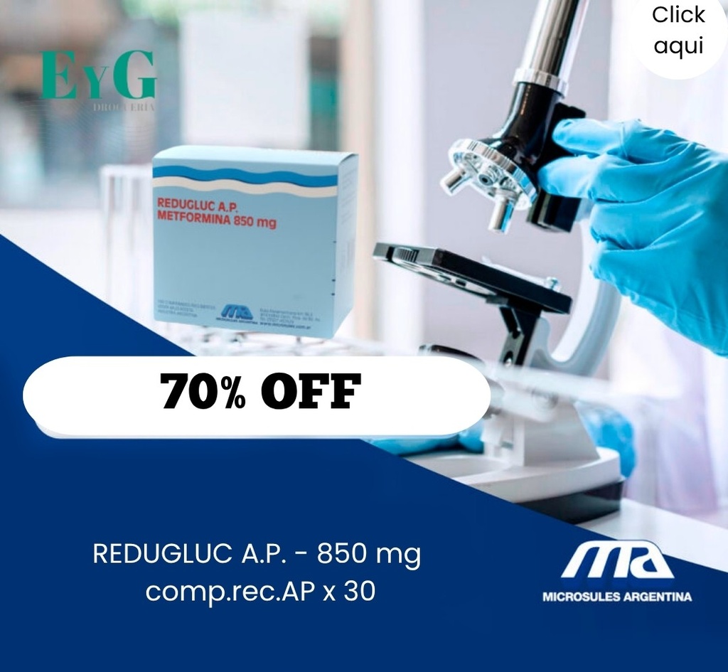 REDUGLUC A.P. - 850 mg comp.rec.AP x 30 - Microsules Arg.