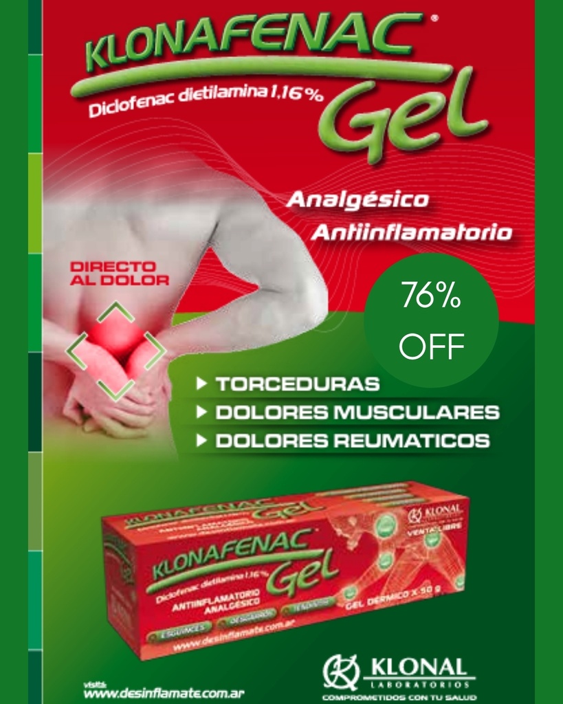 KLONAFENAC GEL -Diclofenac  1% gel x 50 g - Klonal