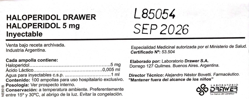 HALOPERIDOL DRAWER - 5 mg a.x 100 x 1 ml - Drawer
