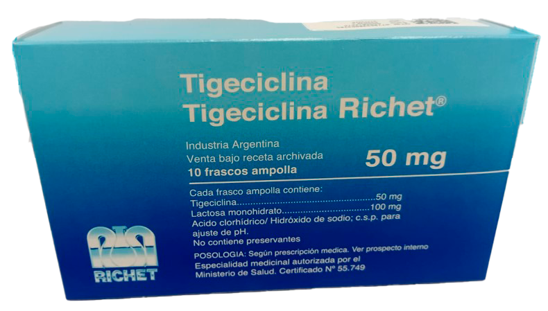 TIGECICLINA LIOFILIZADO RICHET - 50 mg iny.f.a.x 10 - Richet T/A