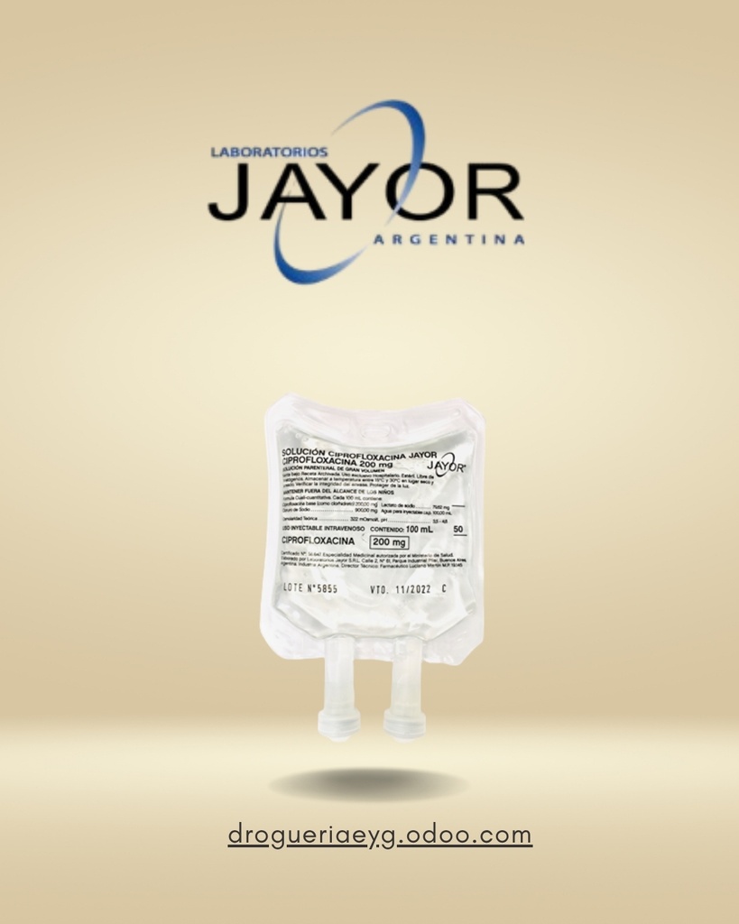SOLUC. CIPROFLOXACINA JAYOR - 200 mg bolsa x 100 ml - Jayor