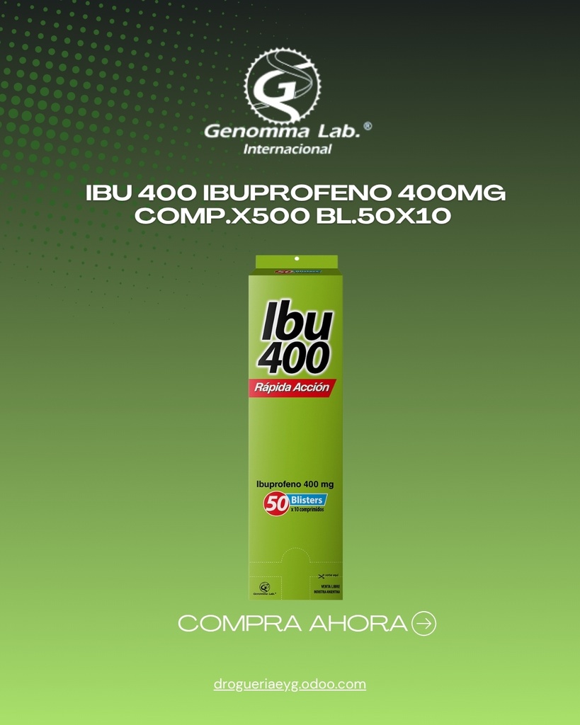 IBU 400 -ibuprofeno 400mg comp.x500 bl.50x10 - Genomma Lab.
