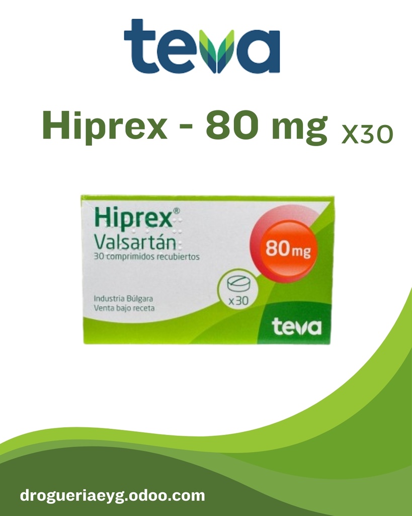 HIPREX - 80 mg comp.rec.x 30 Valsartan - Teva Argentina T/A