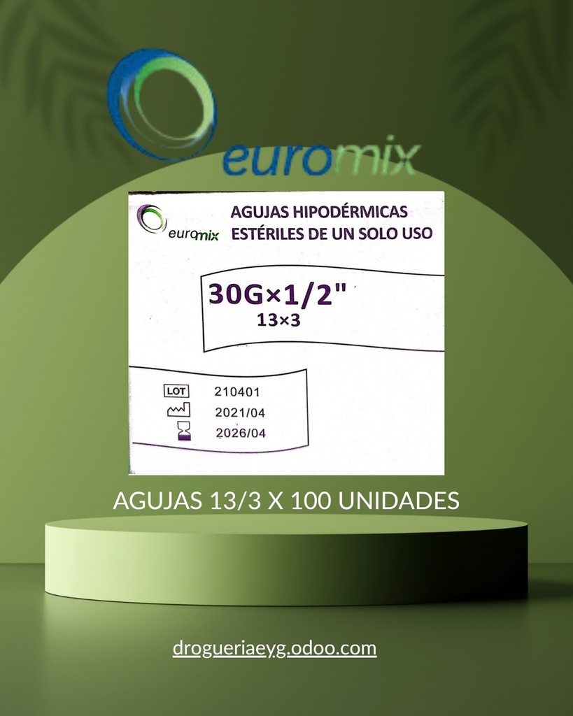 AGUJAS 13/3  X 100 UN. - EUROMIX 