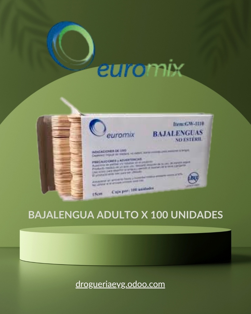 BAJALENGUA ADULTO X 100 UNID - EUROMIX 