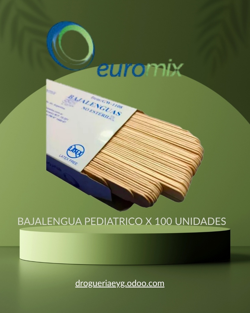 BAJALENGUA PEDIATRICO X 100 UNID - EUROMIX 
