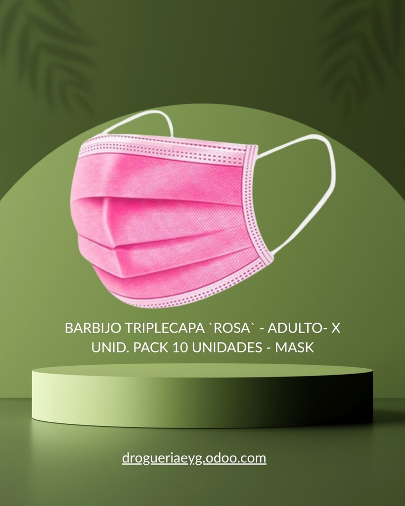 BARBIJO TRIPLECAPA `ROSA` - ADULTO- X UNID. PACK 10 UNIDADES - MASK 