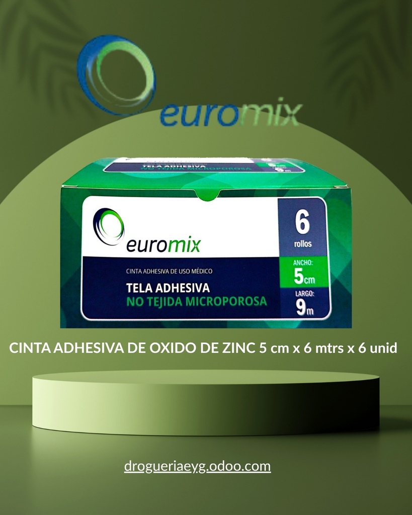 CINTA ADHESIVA DE OXIDO DE ZINC 5 cm x 6 mtrs x 6 unid 