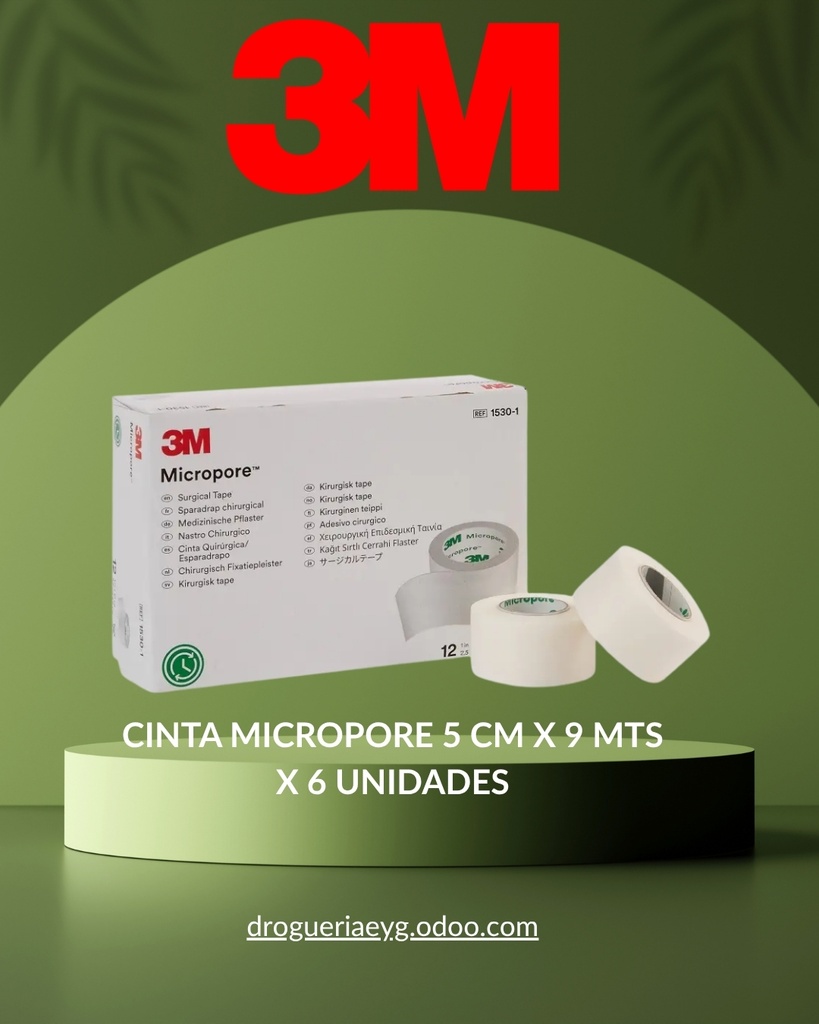 CINTA MICROPORE 5 CM X 9 MTS X 6 UN - 3M 