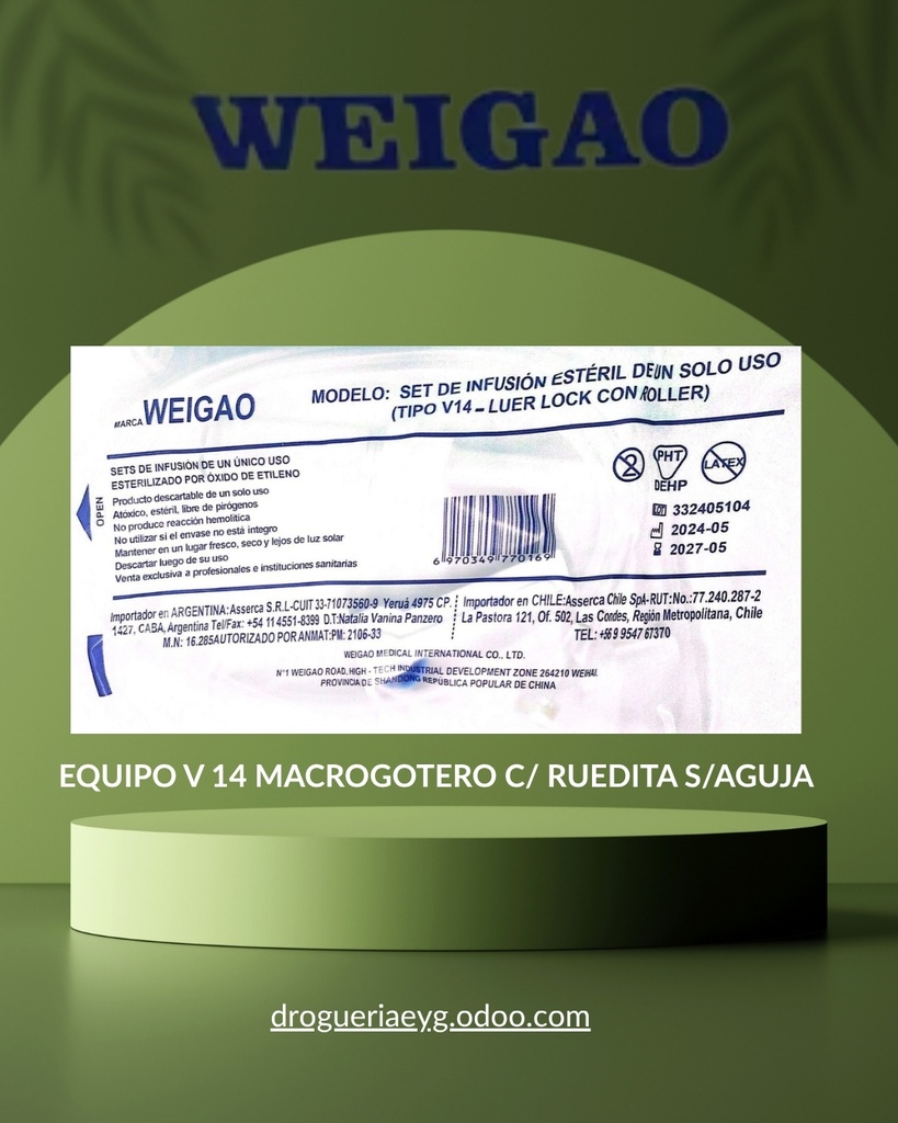 EQUIPO V 14 MACROGOTERO C/ RUEDITA S/AGUJA-WEIGAO