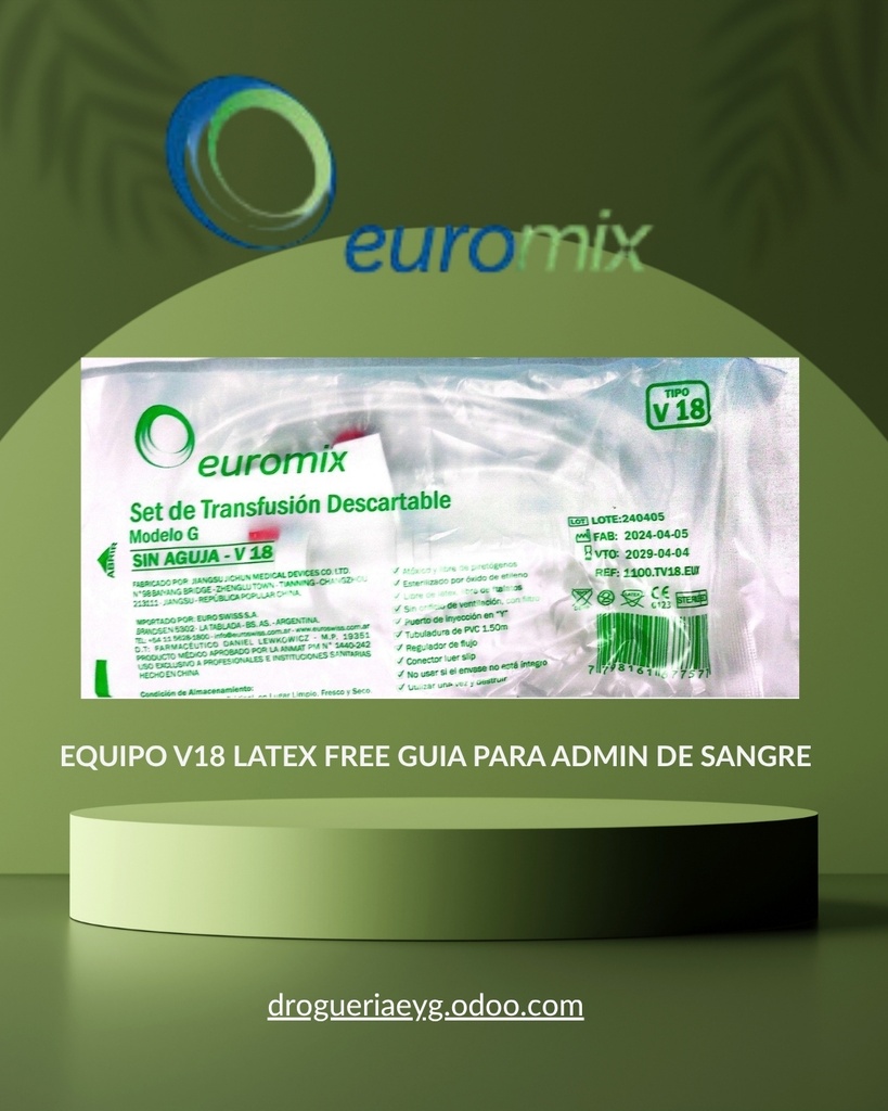 EQUIPO V18 LATEX FREE GUIA PARA ADMIN DE SANGRE- EUROMIX 