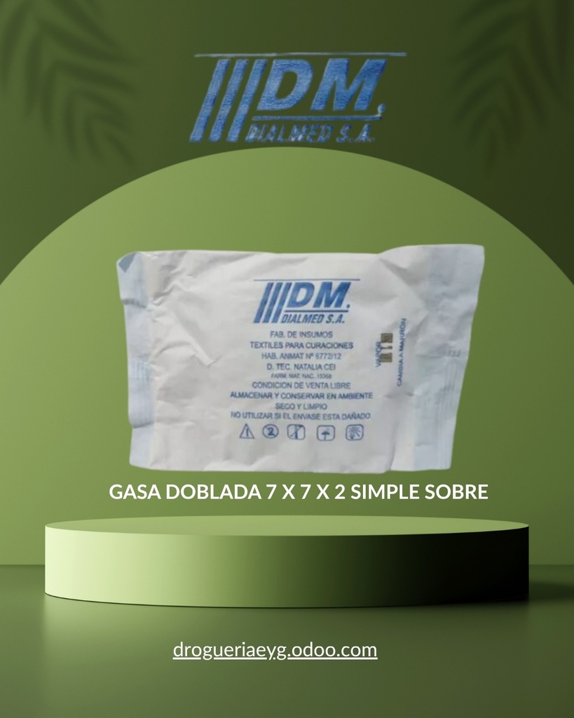GASA DOBLADA 7 X 7 X 2 SIMPLE SOBRE - DIALMED