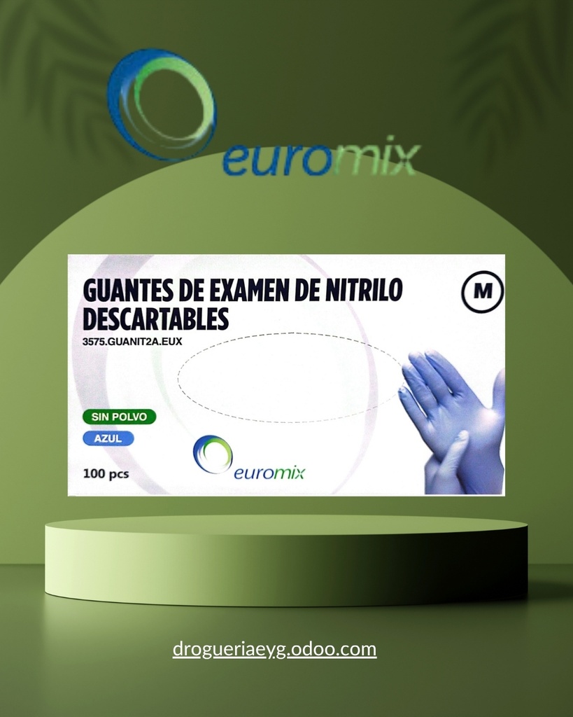 GUANTES DE NITRILO - `AZUL` - `M` - EUROMIX
