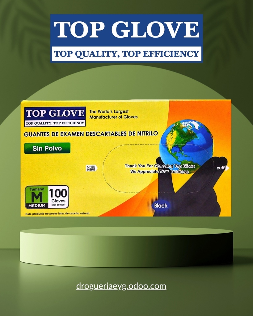 GUANTES DE NITRILO - `NEGRO` - `M` - TOP GLOVE