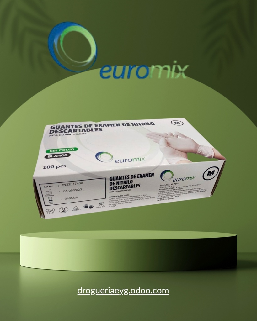 GUANTES DE NITRILO BLANCO TALLE M - EUROMIX