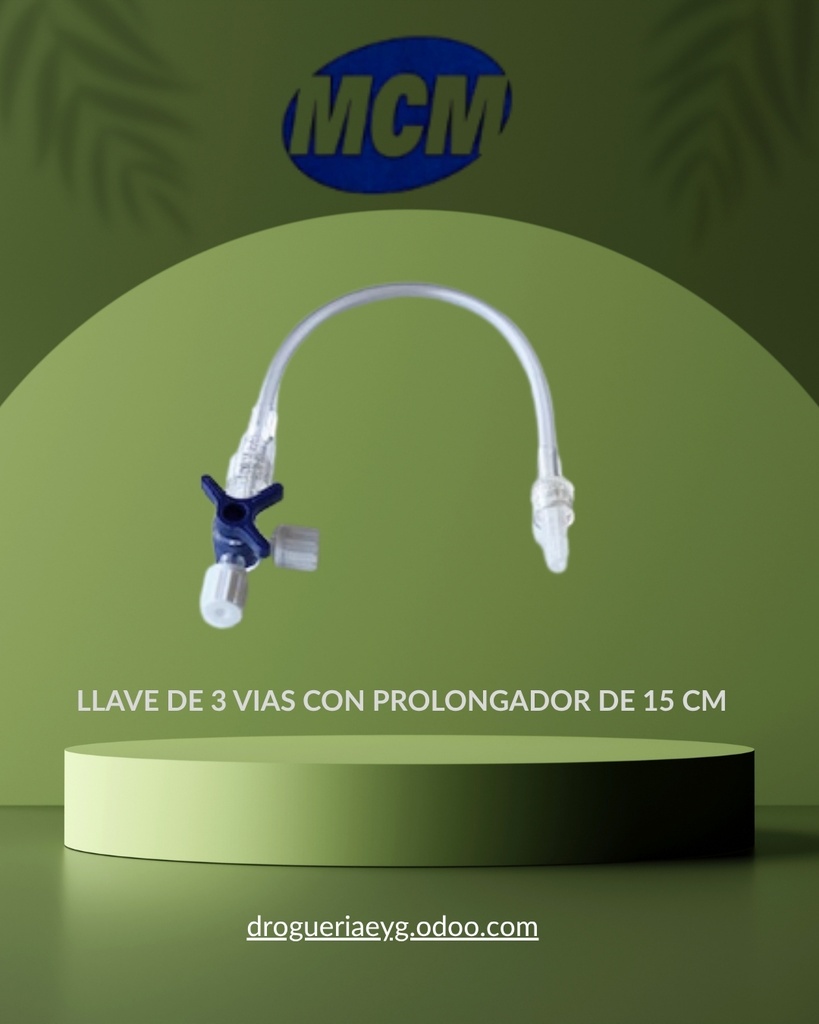 LLAVE DE 3 VIAS CON PROLONGADOR DE 15 CM - MCM 