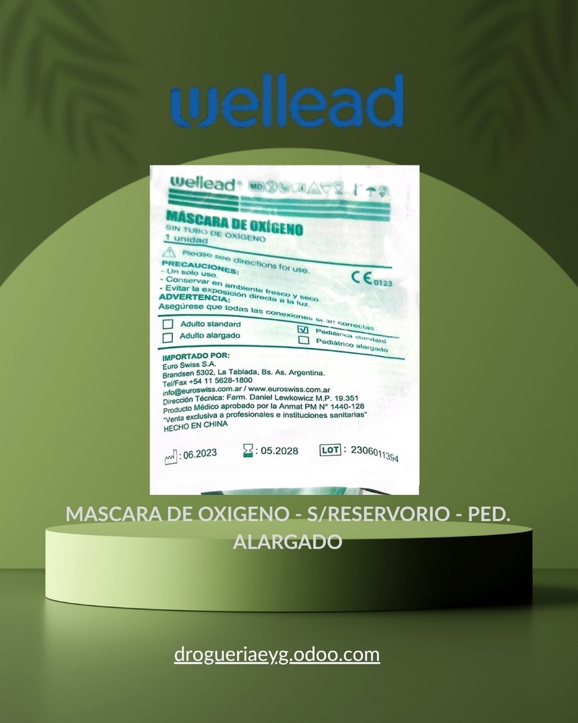 MASCARA DE OXIGENO - S/RESERVORIO - PED. ALARGADO - WELL LEAD