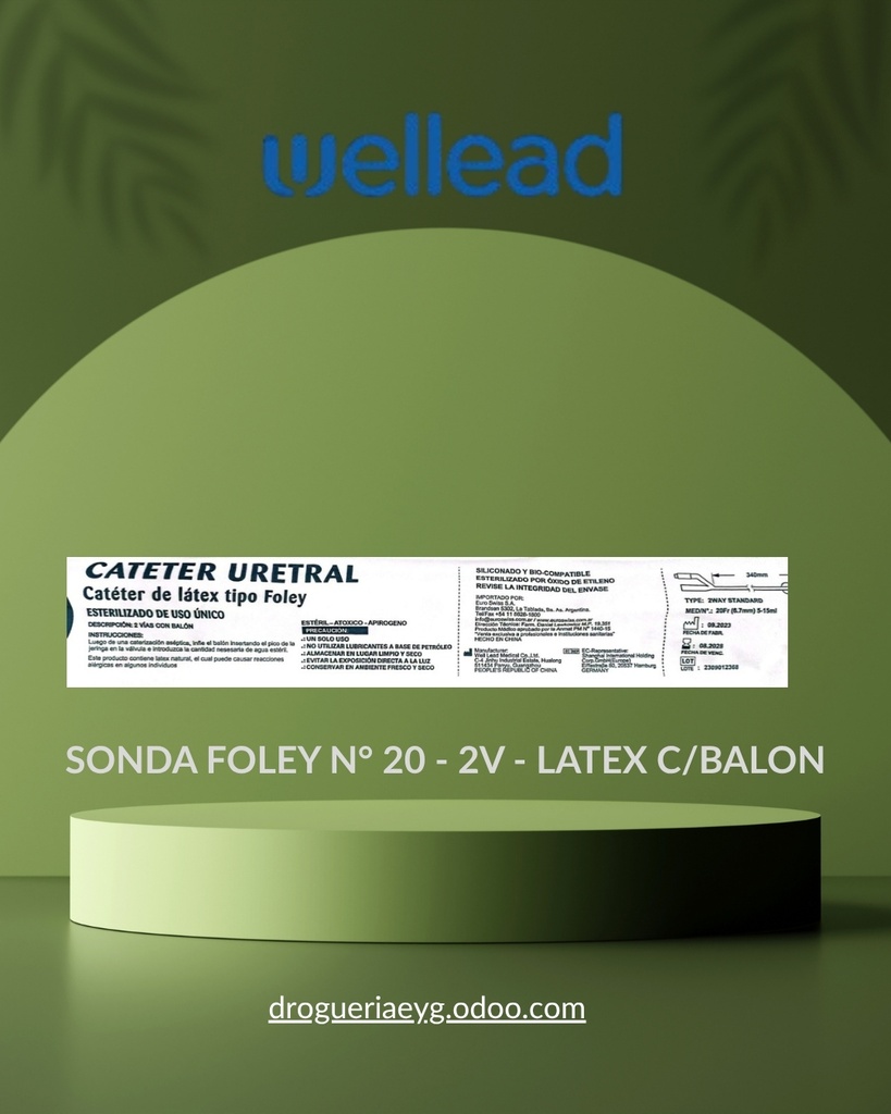 SONDA FOLEY N° 20 - 2V - LATEX  C/BALON - WELL LEAD 