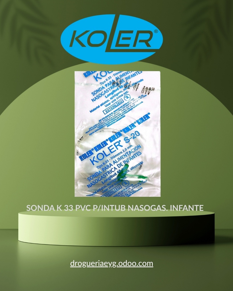 SONDA K 33 PVC P/INTUB NASOGAS. INFANTE - KOLER 