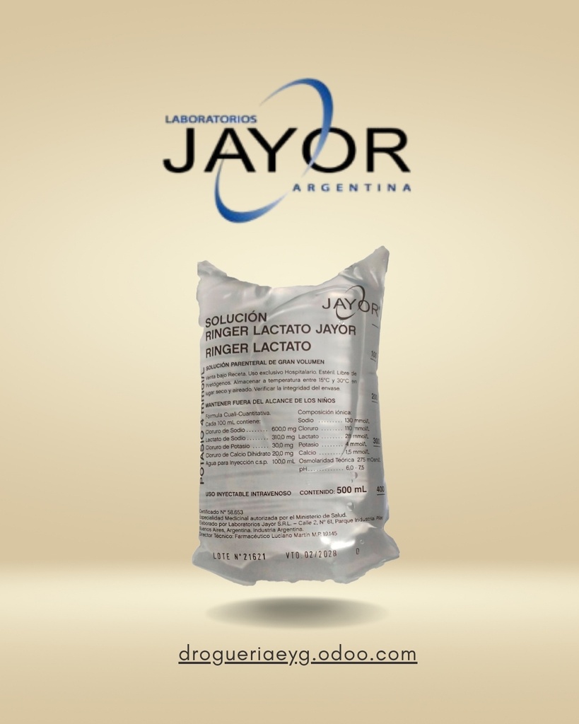 SOLUCION RINGER LACTATO 500ML - JAYOR