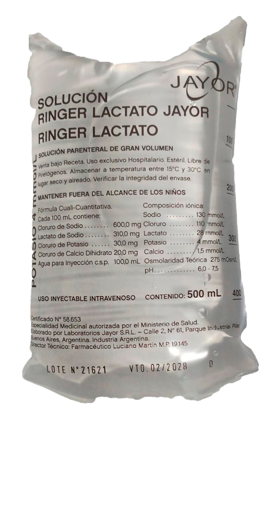 SOLUCION RINGER LACTATO 500ML - JAYOR