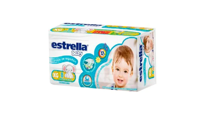 PAÑAL BABY CARICIAS ALG TALLE "XG" x 8 U - ESTRELLA
