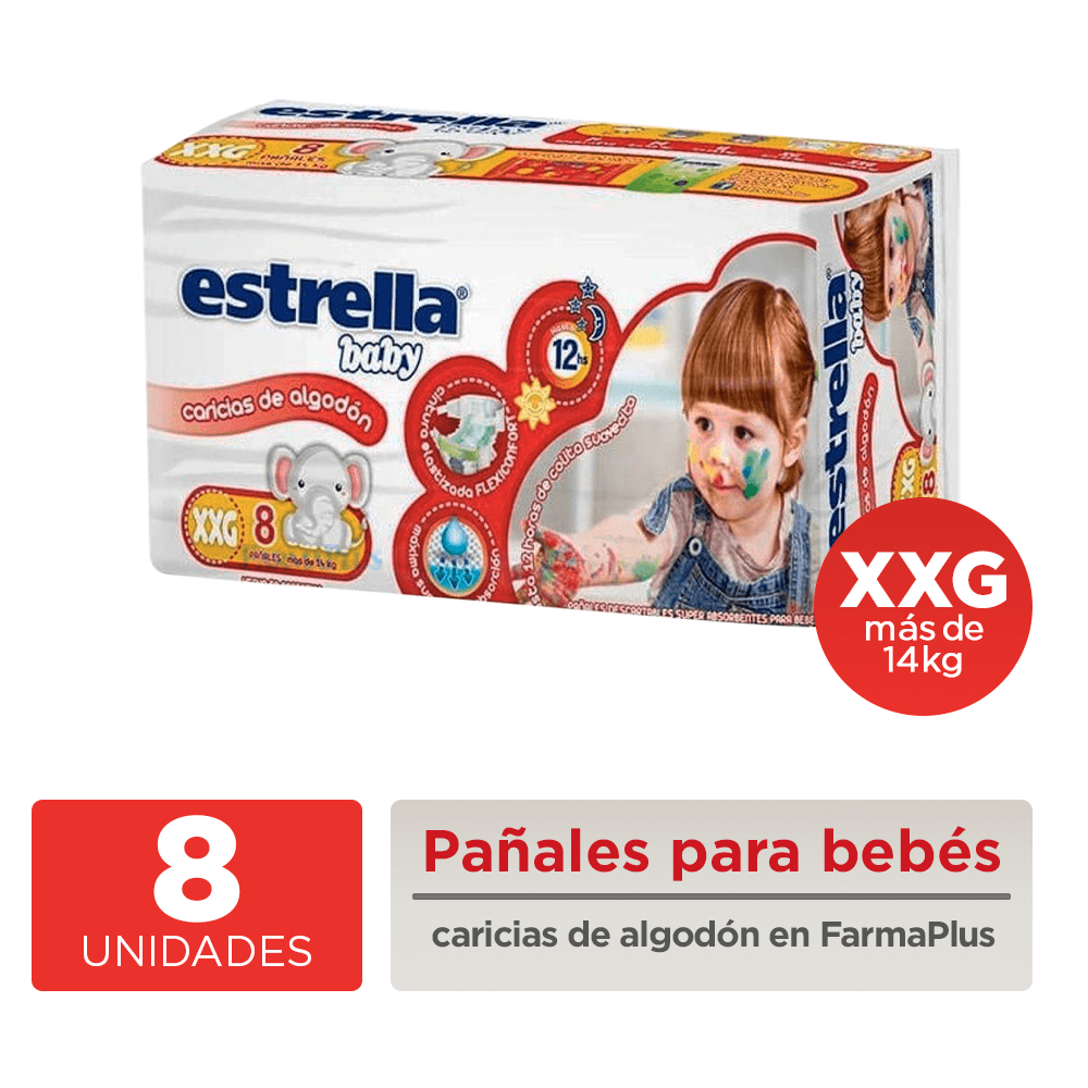 PAÑAL BABY CARICIAS DE ALGODON TALLE XXG X 8 U - ESTRELLA