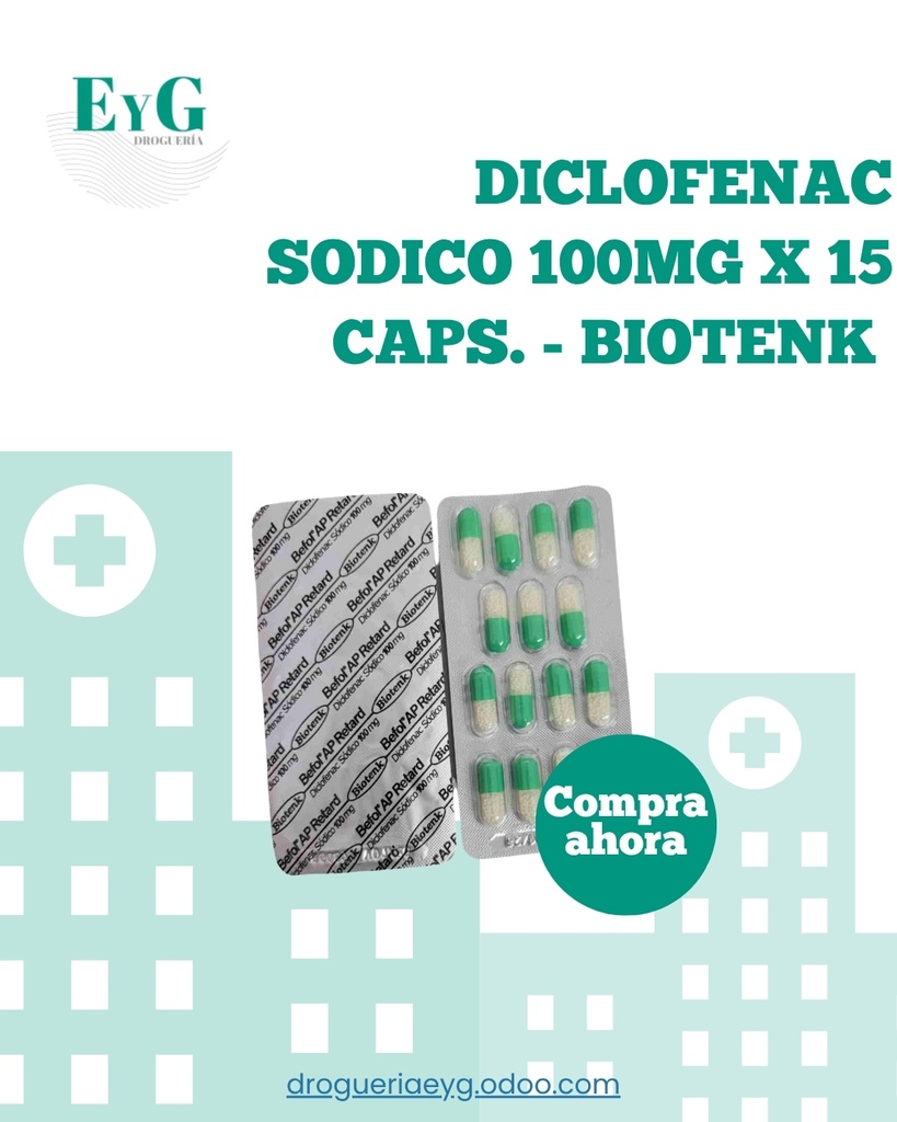 DICLOFENAC SODICO 100MG X 15 CAPS. - BIOTENK 