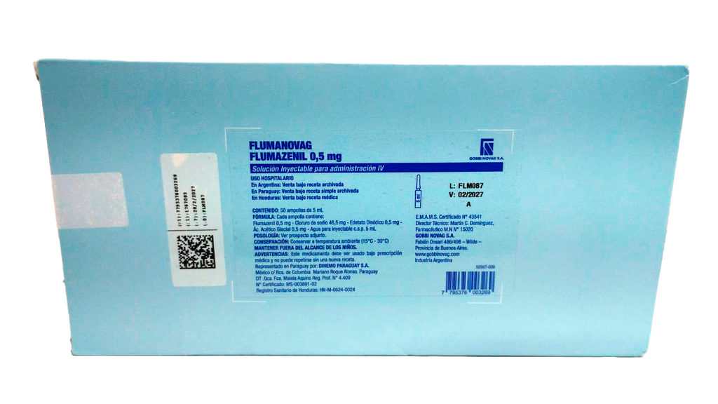FLUMAZENIL 0.5 MG/5 ML.X 50 AMP - GOBBI