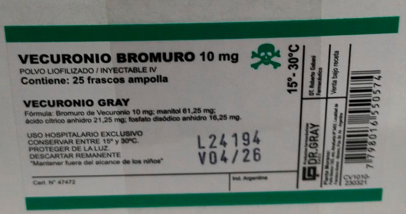 VECURONIO BROMURO F.A.  10 MG - GRAY 