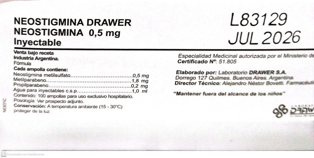 NEOSTIGMINA X 100 AMP - DRAWER