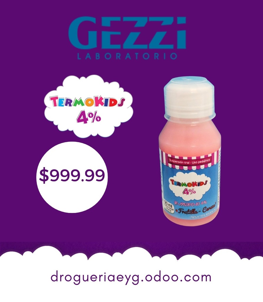 IBUPROFENO SUSP. 4% X 90ML. Termokids Hospitalario - GEZZI 