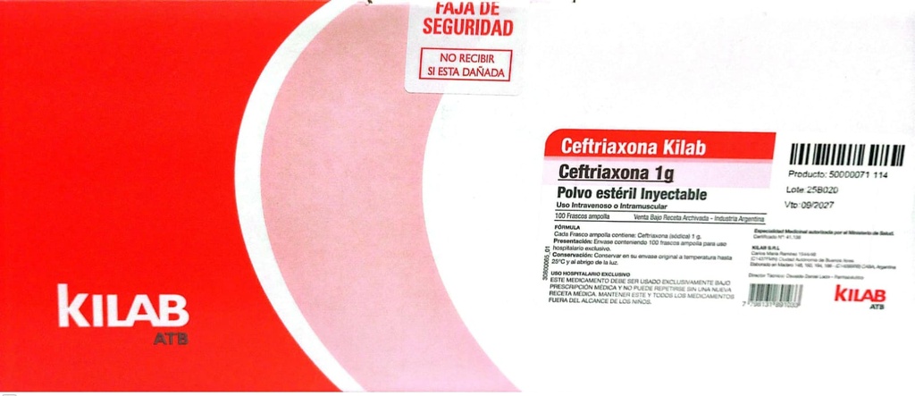 CEFTRIAXONA 1GR F/A - KILAB