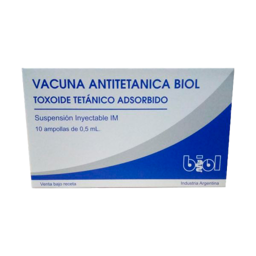 [AB20886] VACUNA ANTITETANICA BIOL - a.x 1 x 0.5ml c/jga.+ag. - Biol