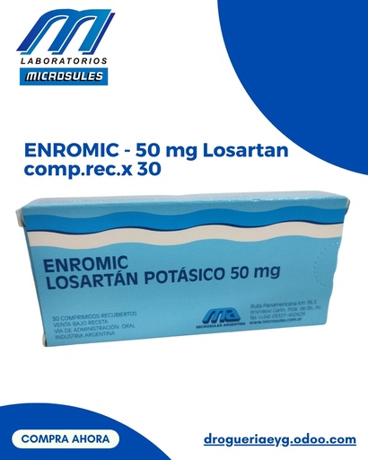[AB23291] ENROMIC - 50 mg Losartan  comp.rec.x 30 - Microsules Arg.
