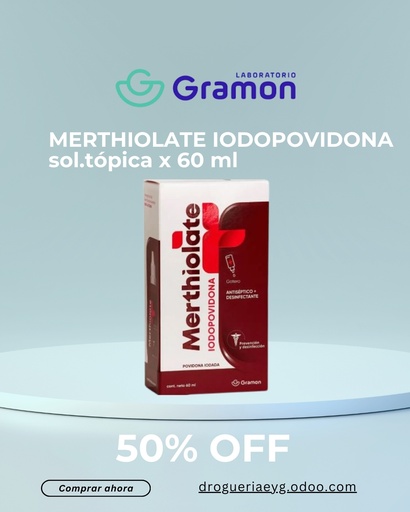 [AB33953] MERTHIOLATE IODOPOVIDONA - sol.tópica x 60 ml - Laboratorio Gramon