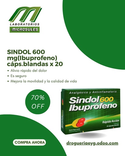 [AB45422] SINDOL 600 mg(Ibuprofeno) cáps.blandas x 20 - Microsules Arg.