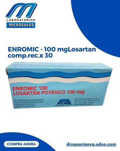 [AB46246] ENROMIC - 100 mgLosartan  comp.rec.x 30 - Microsules Arg.