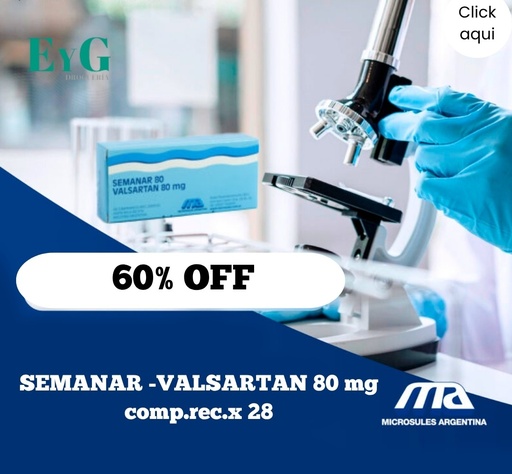 [AB50882] SEMANAR -VALSARTAN  80 mg comp.rec.x 28 - Microsules Arg.