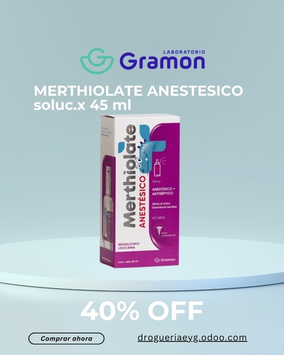 [AB50917] MERTHIOLATE ANESTESICO - soluc.x 45 ml - Laboratorio Gramon