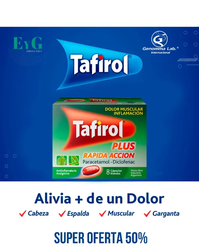 [AB54623] TAFIROL PLUS RAPIDA ACCION - cáps.bl. x 8 - Genomma Lab.
