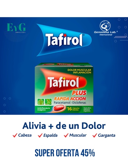 [AB54624] TAFIROL PLUS RAPIDA ACCION - cáps.bl. x 16 - Genomma Lab.