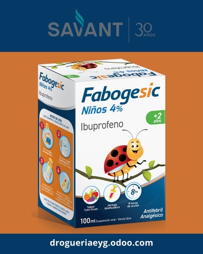 [AB56358] FABOGESIC NIÑOS 4% - susp.c/jeringa x 100 ml - Savant Consumer