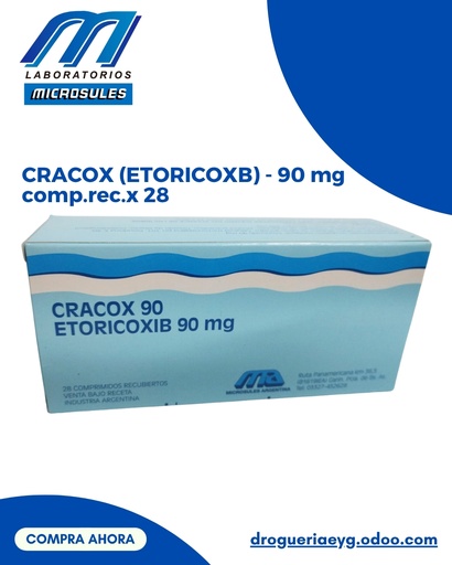 [AB58523] CRACOX (ETORICOXB)  - 90 mg comp.rec.x 28 - Microsules Arg.