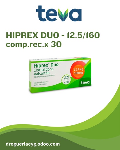 [AB59501] HIPREX DUO - 12.5/160 comp.rec.x 30 - Teva Argentina