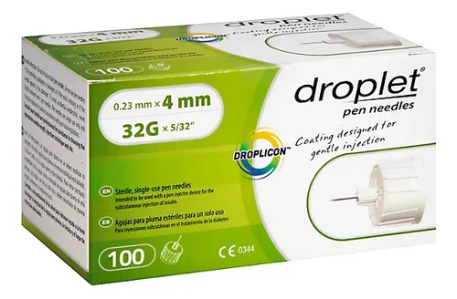 [AB60938] DROPLET AGUJAS PARA PLUMA - 32G x 4mm agujas x 100 - Donnax Group